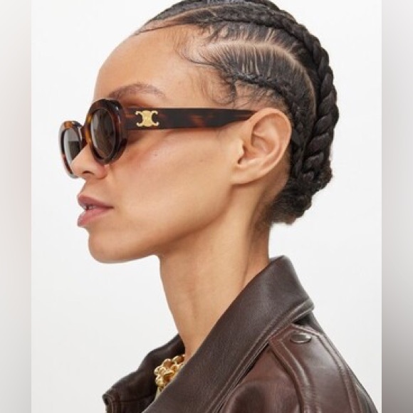 Celine triomphe oval sunglasses Havana - Picture 14 of 16